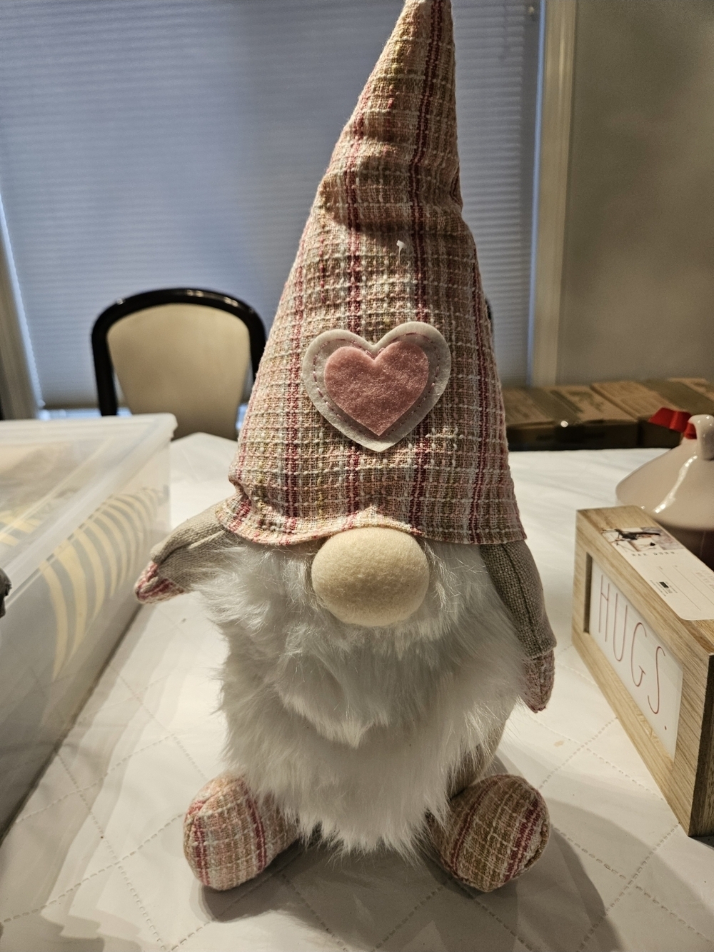 Rae Dunn Pink Plaid Valentine Gnome